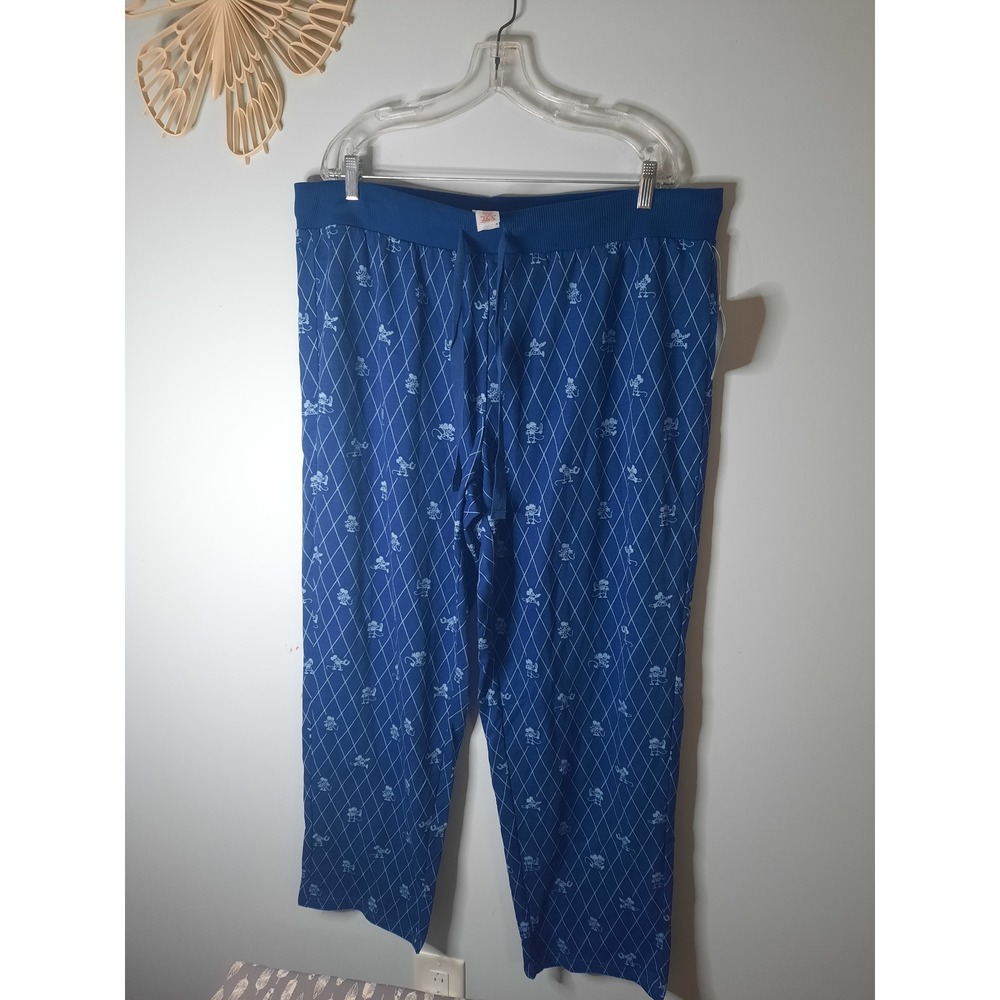 Disney Mickey Mouse Pajama Pants XL Blue Argyle Sleepwear New NWT